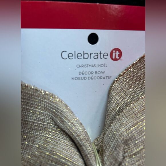 Set of 2- Celebrate It Large Burlap Christmas Crafting Decoration Bow - Picture 3 of 4